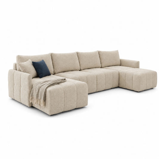 Canapé panoramique xxl en tissu beige crème