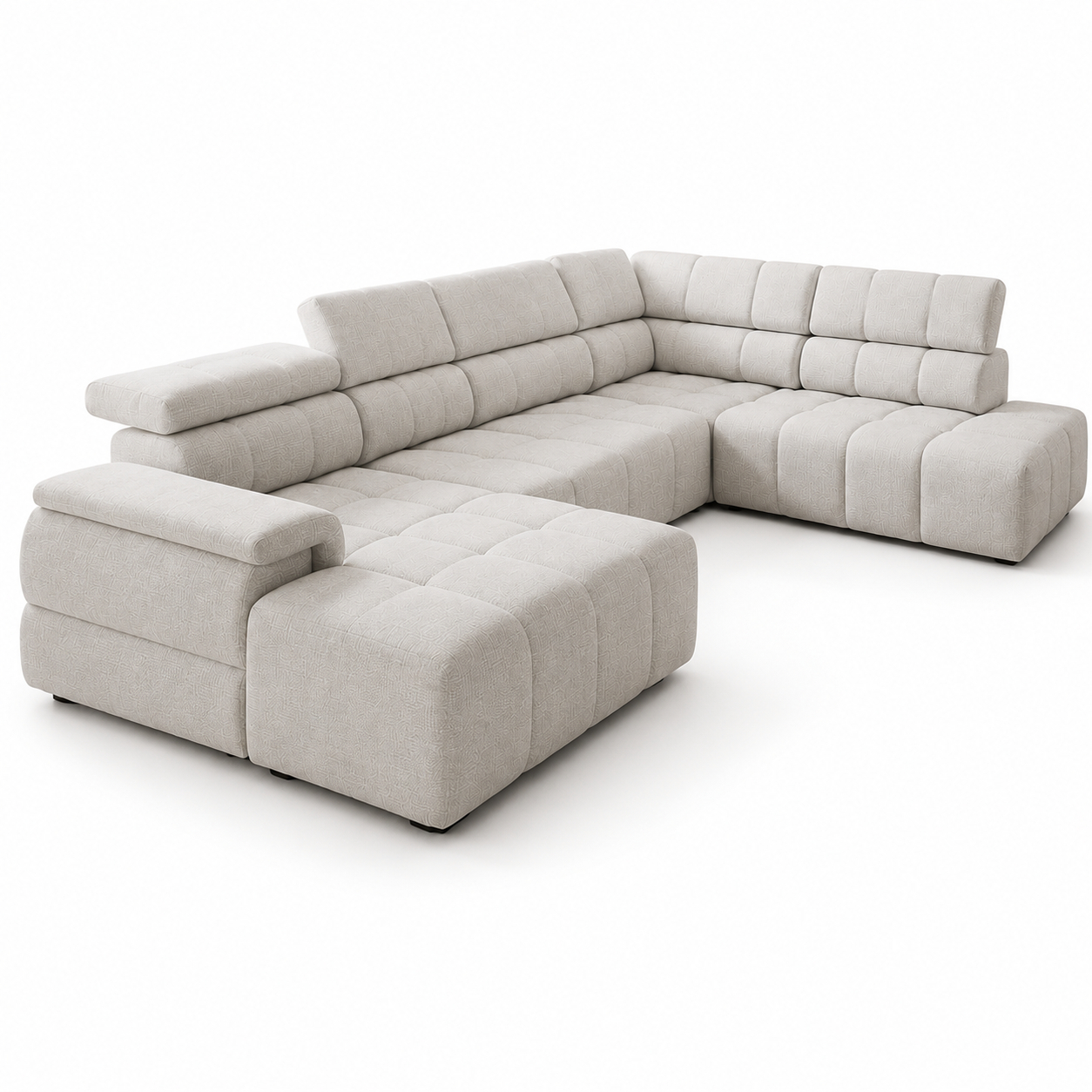 Canapé panoramique xxl en tissu chenille gris